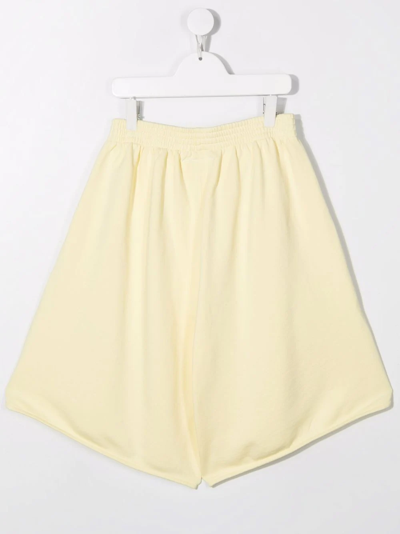 Shop Mm6 Maison Margiela Teen High-waisted Cotton Shorts In Yellow