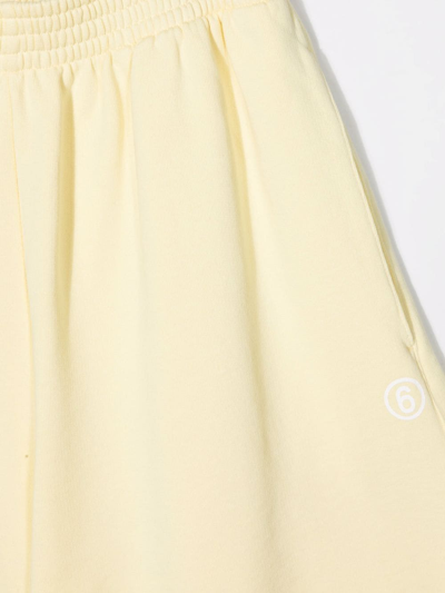 Shop Mm6 Maison Margiela Teen High-waisted Cotton Shorts In Yellow
