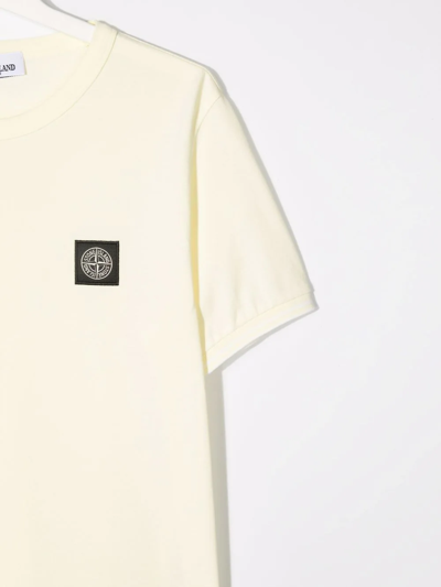 Shop Stone Island Junior Teen Logo Patch Short-sleeve T-shirt In Yellow