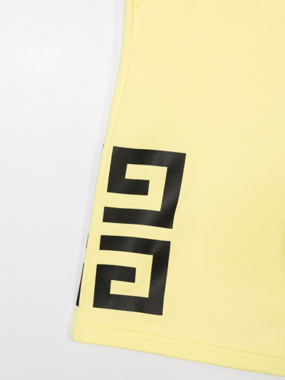 Shop Givenchy Logo-print Drawstring Track Shorts In Yellow