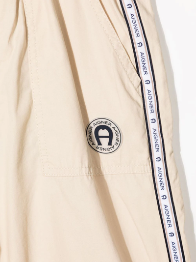 Shop Aigner Teen Logo-tape Detail Shorts In Brown