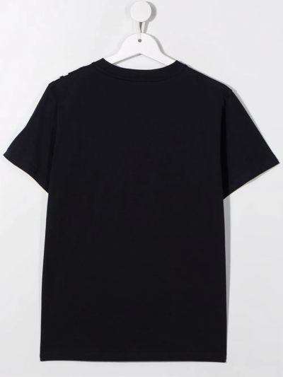 Shop Moncler Teen Logo-print Cotton T-shirt In Blue