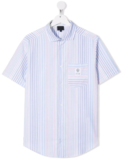 Shop Fay Teen Pastel-stripe Shirt In White
