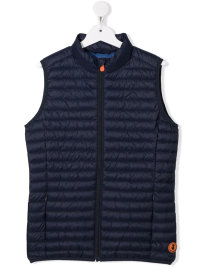 Shop Save The Duck Teen Andy Padded Gilet Jacket In Blue