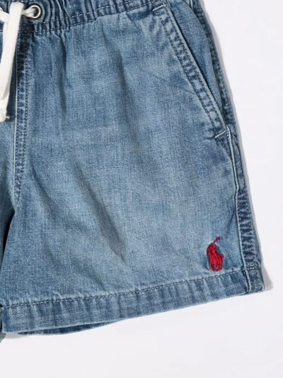 Shop Ralph Lauren Drawstring Denim Shorts In Blue