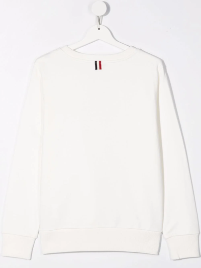 Shop Moncler Teen Logo-print Crew Neck Sweatshirt In White