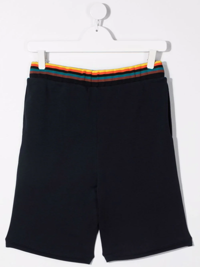 Shop Paul Smith Junior Teen Zebra-patch Drawstring Shorts In Blue