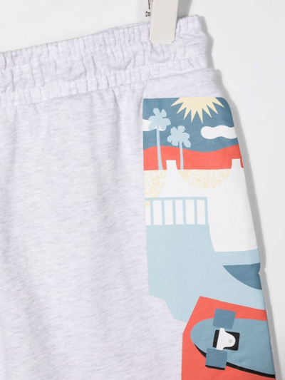 Shop Kenzo Teen Logo-print Cotton Shorts In Grey