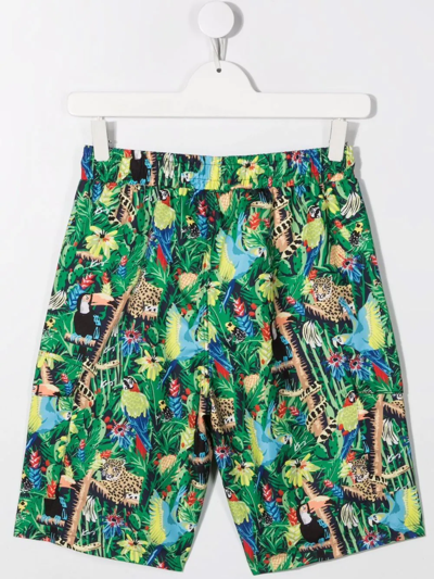 Shop Kenzo Jungle-print Swim Shorts In Blue