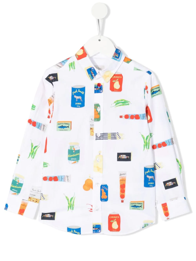 Shop Paul Smith Junior Teen Graphic-print Long-sleeved Shirt In White