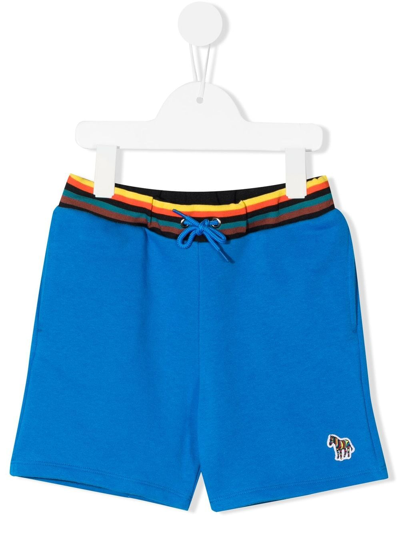 Shop Paul Smith Junior Teen Zebra-patch Track Shorts In Blue