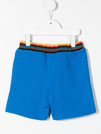 Shop Paul Smith Junior Teen Zebra-patch Track Shorts In Blue