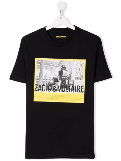 Shop Zadig & Voltaire Teen Photograph-print Cotton T-shirt In Black