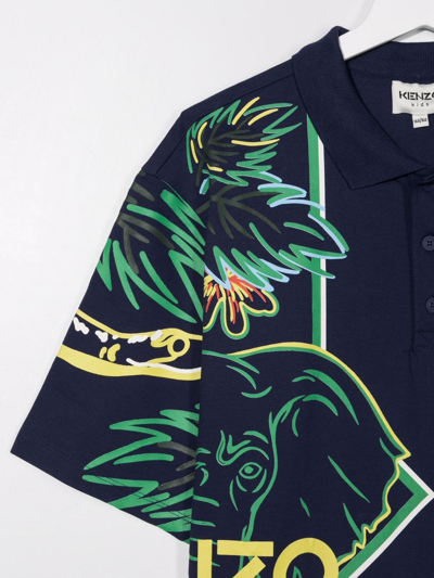 Shop Kenzo Logo-print Detail Polo Shirt In Blue