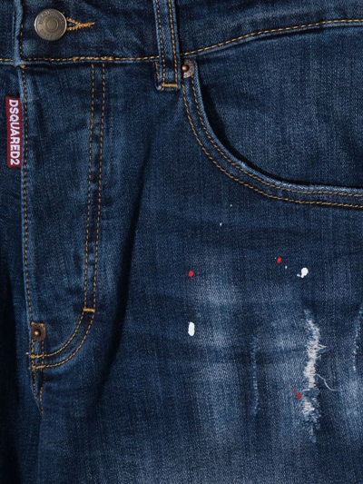 Dsquared2 Kids Blue Denim Shorts With Dsq2 Brothers Patch In Blue