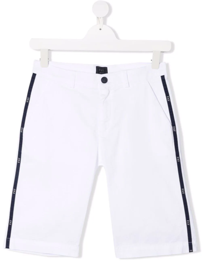 Shop Fay Teen Side-stripe Chino Shorts In White