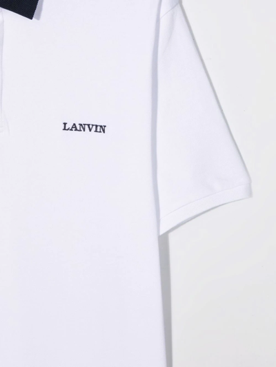 Shop Lanvin Enfant Teen Embroidered-logo Polo Shirt In White