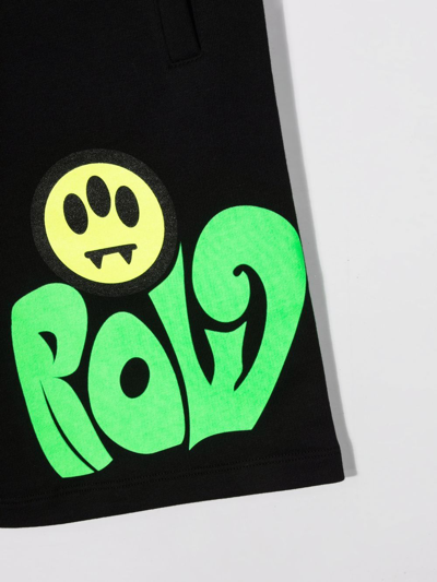 Barrow Logo Print Cotton Sweat Shorts In Black