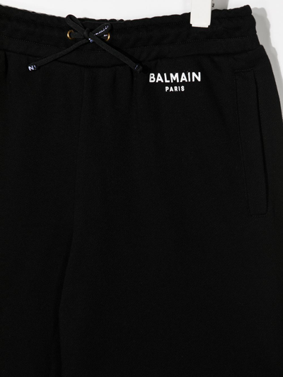 Shop Balmain Teen Logo-print Straight Shorts In Black