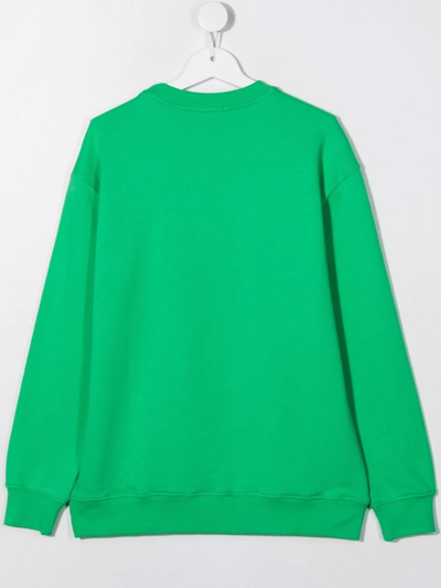 Shop Msgm Teen Logo-print Crewneck Sweatshirt In Green