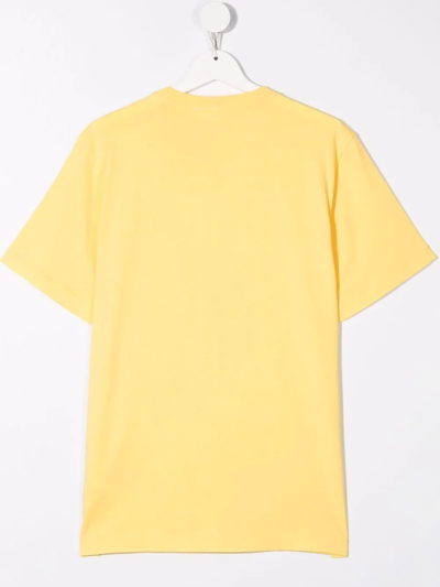 Shop Stone Island Junior Teen Chest Logo-patch T-shirt In Yellow