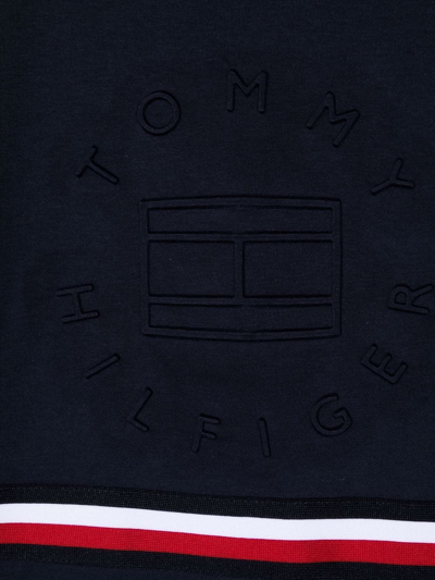 Shop Tommy Hilfiger Junior Teen Logo-stripe Crewneck T-shirt In Blue