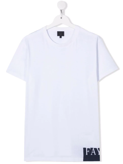 Shop Fay Teen Logo-print T-shirt In White