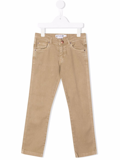 Shop Bonpoint Teen Mid-rise Slim-fit Jeans In Neutrals