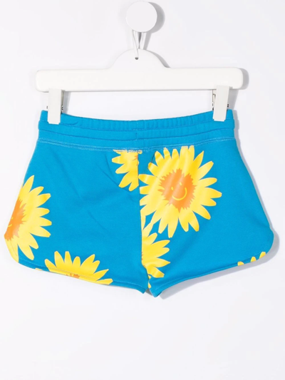 Shop Stella Mccartney Floral Drawstring Shorts In Blue