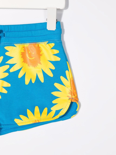 Shop Stella Mccartney Floral Drawstring Shorts In Blue