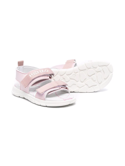 Shop Kenzo Animal-print Touch-strap Sandals In Pink