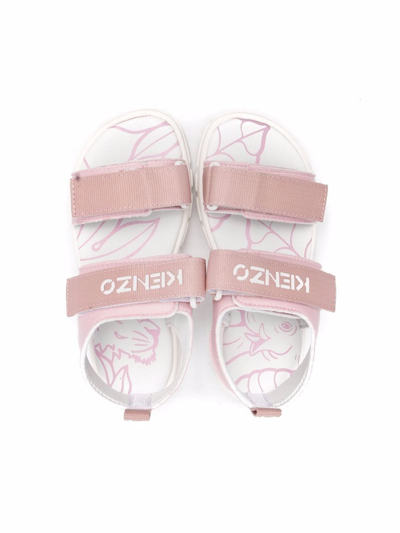 Shop Kenzo Animal-print Touch-strap Sandals In Pink