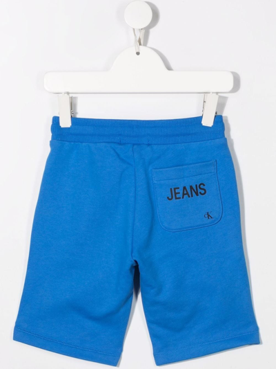 Shop Calvin Klein Logo Drawstring Shorts In Blue