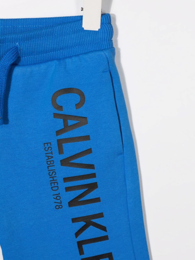 Shop Calvin Klein Logo Drawstring Shorts In Blue