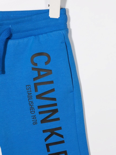 Calvin Klein Logo Drawstring Shorts In Blue