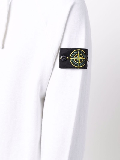 Shop Stone Island Compass Badge Logo Hoodie In White