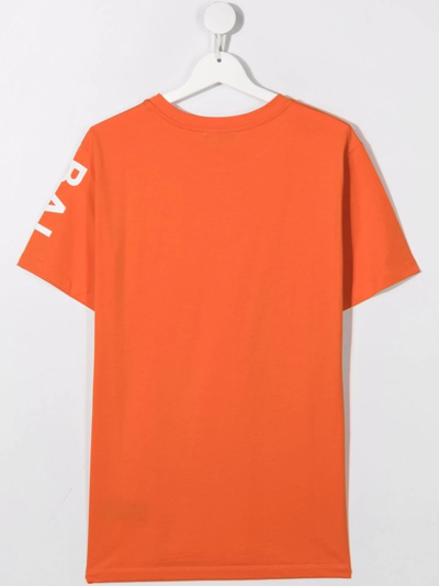 Shop Balmain Teen Logo-print Cotton T-shirt In Orange