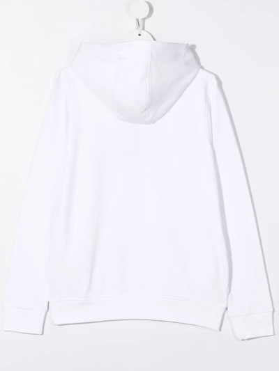 Shop Tommy Hilfiger Junior Teen Logo-print Cotton Hoodie In White