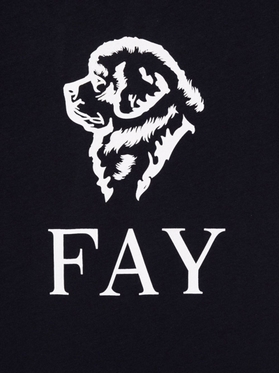 Shop Fay Teen Cotton Dog Logo-print T-shirt In Blue