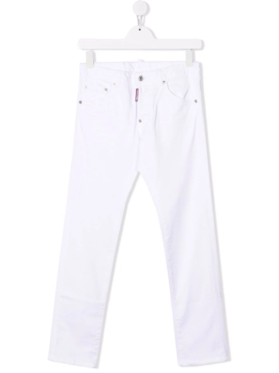 Shop Dsquared2 Teen Slim-cut Denim Jeans In White