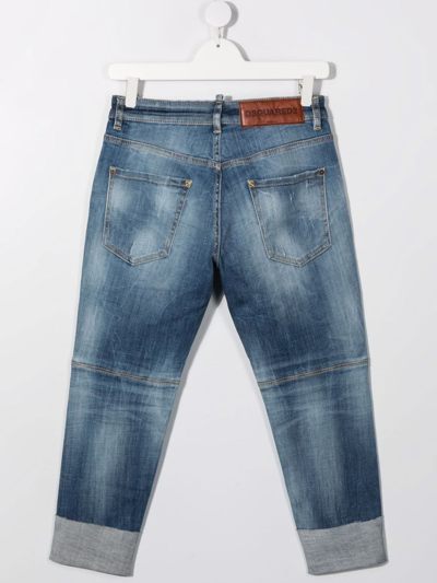 Shop Dsquared2 Teen Mid-rise Slim-fit Jeans In Blue