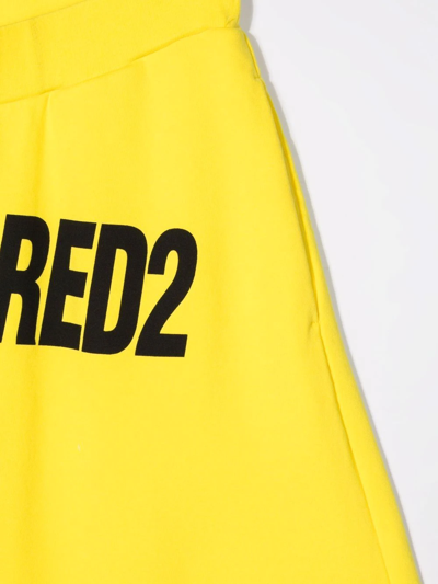 Shop Dsquared2 Teen Logo-print Jogger Shorts In Yellow