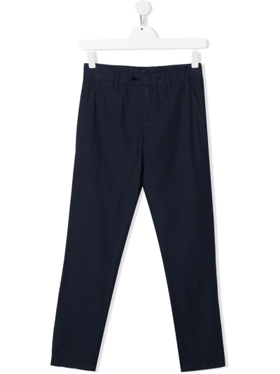Shop Fay Slim-cut Chino Trousers In Blue