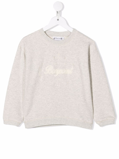 Shop Bonpoint Embroidered-logo Sweatshirt In Grey