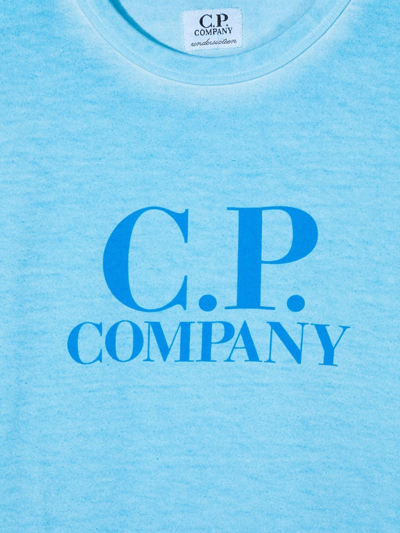 Shop C.p. Company Logo-print Cotton T-shirt In Blue