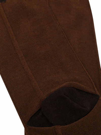 Shop Issey Miyake Ribbed-detailing Mid-length Socks In Brown