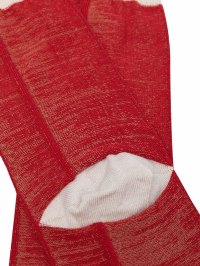 Shop Issey Miyake Colour-block Fitted Socks In Red