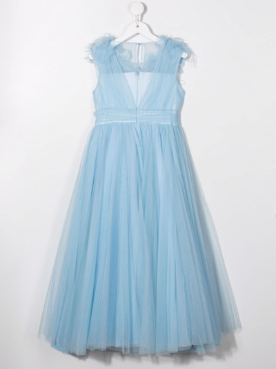Shop Marchesa Couture Ceremony Floral-detail Maxi Dress In Blue