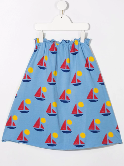 Weekend House. Boat-print A-line Skirt In Blue