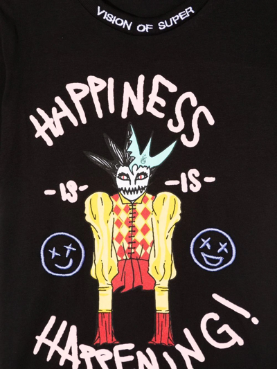 Shop Vision Of Super 'happiness Is Happening!' T-shirt In Black